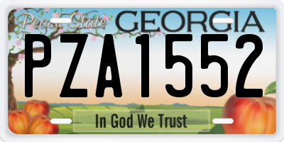 GA license plate PZA1552