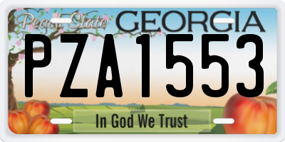 GA license plate PZA1553