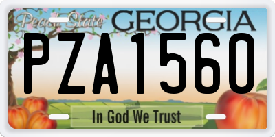 GA license plate PZA1560