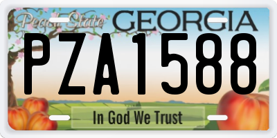 GA license plate PZA1588