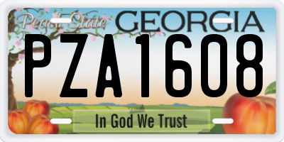 GA license plate PZA1608