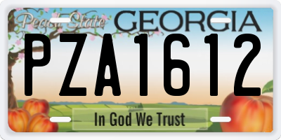 GA license plate PZA1612