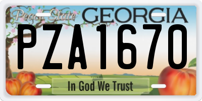 GA license plate PZA1670
