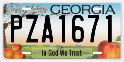 GA license plate PZA1671