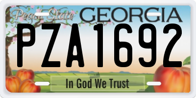 GA license plate PZA1692