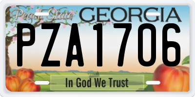 GA license plate PZA1706