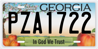 GA license plate PZA1722