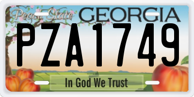 GA license plate PZA1749