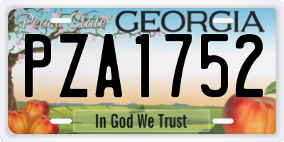 GA license plate PZA1752