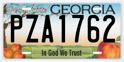 GA license plate PZA1762