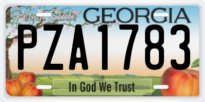 GA license plate PZA1783