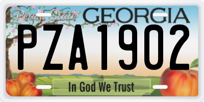 GA license plate PZA1902