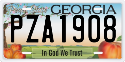 GA license plate PZA1908