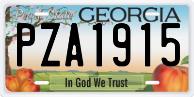 GA license plate PZA1915