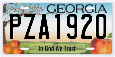 GA license plate PZA1920