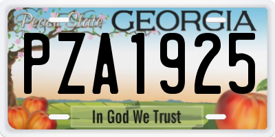 GA license plate PZA1925