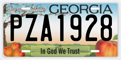 GA license plate PZA1928