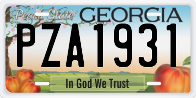 GA license plate PZA1931