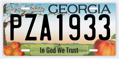 GA license plate PZA1933
