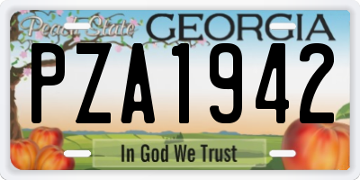 GA license plate PZA1942