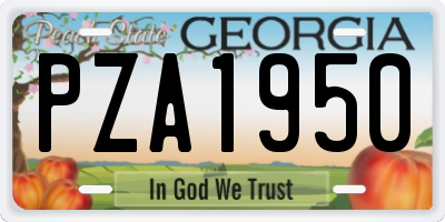 GA license plate PZA1950