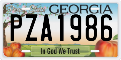 GA license plate PZA1986