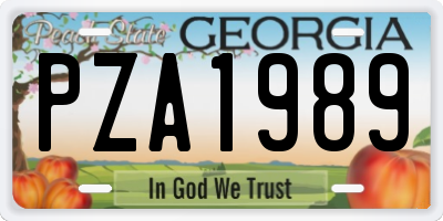GA license plate PZA1989