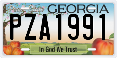 GA license plate PZA1991