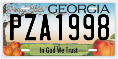 GA license plate PZA1998
