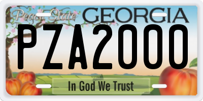 GA license plate PZA2000
