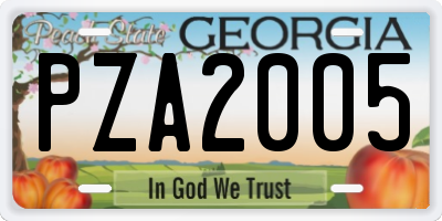 GA license plate PZA2005