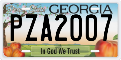 GA license plate PZA2007