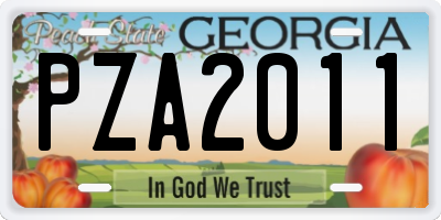 GA license plate PZA2011