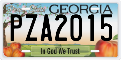 GA license plate PZA2015