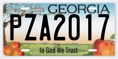 GA license plate PZA2017
