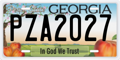 GA license plate PZA2027