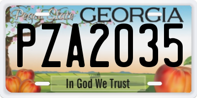 GA license plate PZA2035