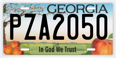 GA license plate PZA2050