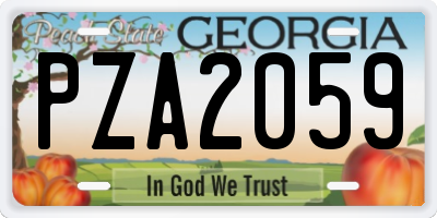 GA license plate PZA2059