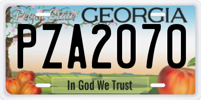 GA license plate PZA2070