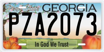GA license plate PZA2073