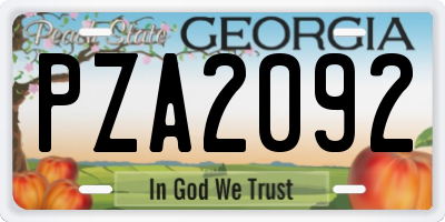 GA license plate PZA2092