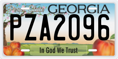 GA license plate PZA2096