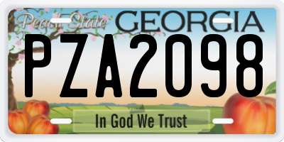 GA license plate PZA2098