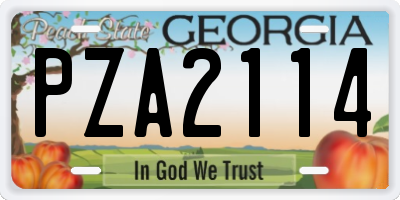 GA license plate PZA2114