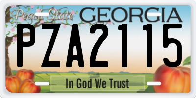 GA license plate PZA2115