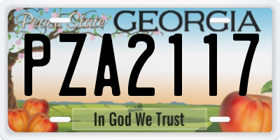 GA license plate PZA2117