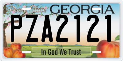 GA license plate PZA2121