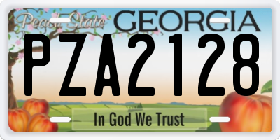 GA license plate PZA2128