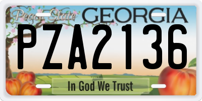 GA license plate PZA2136